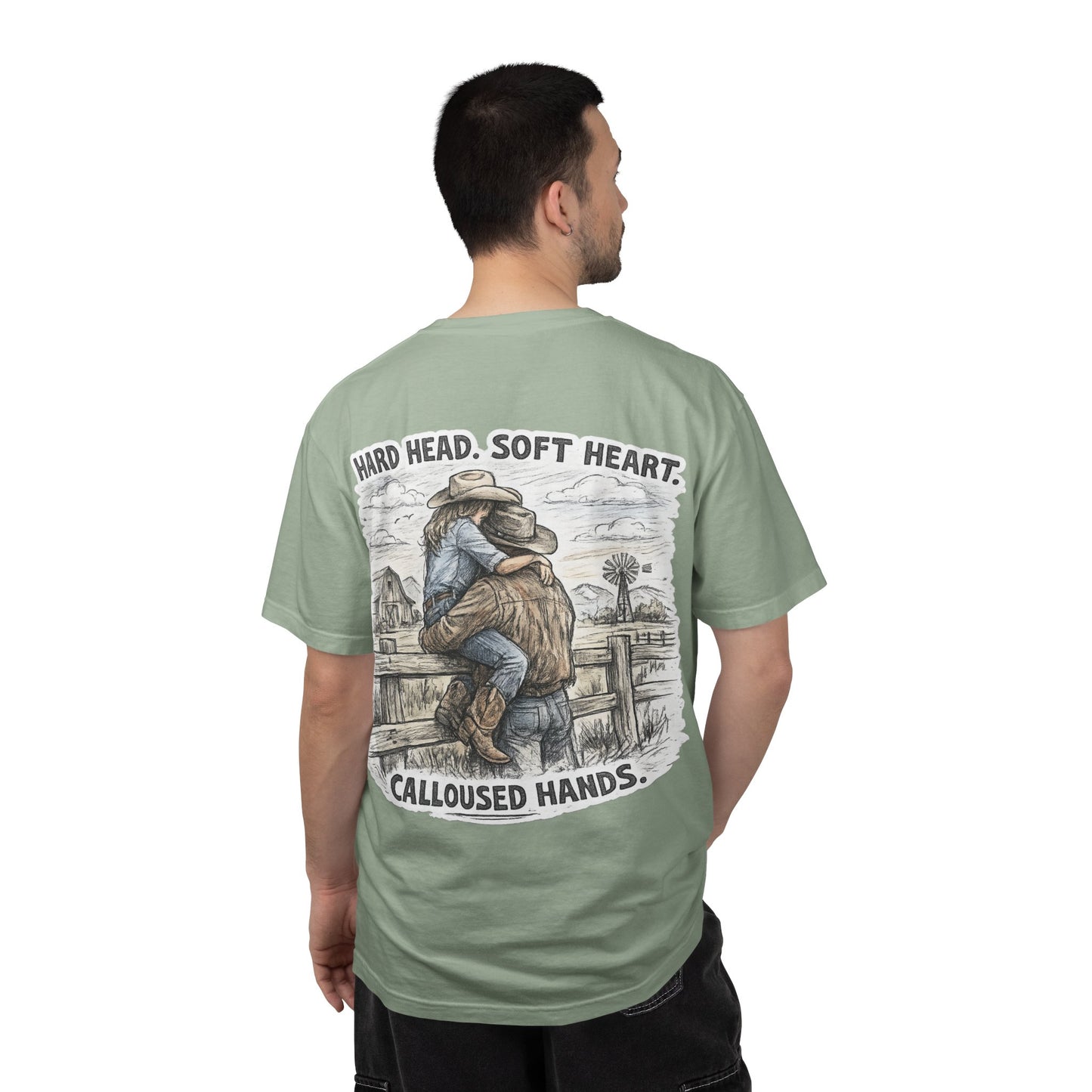Cowboy Spouse T-Shirt — "Hard Head. Soft Heart. Calloused Hands." Rustic Western Tee