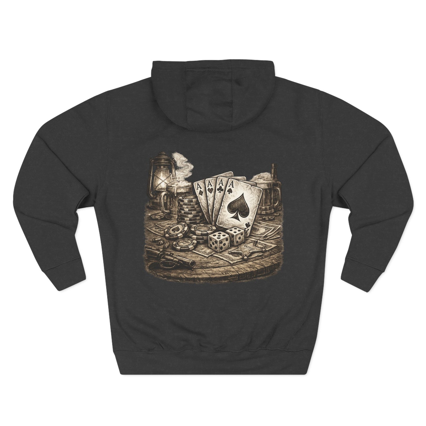 Poker Night Graphic Hoodie — Aces & Dice Vintage Casino Design