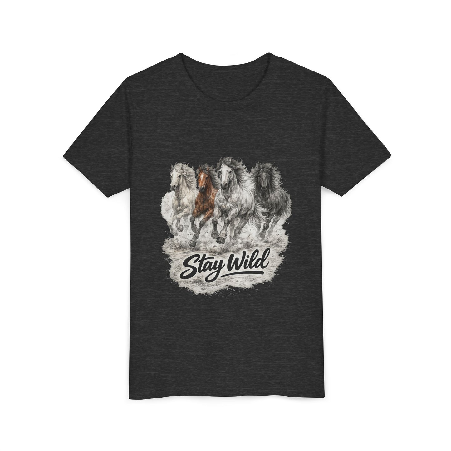 Youth Tee — 'Stay Wild' Galloping Horses Graphic Shirt