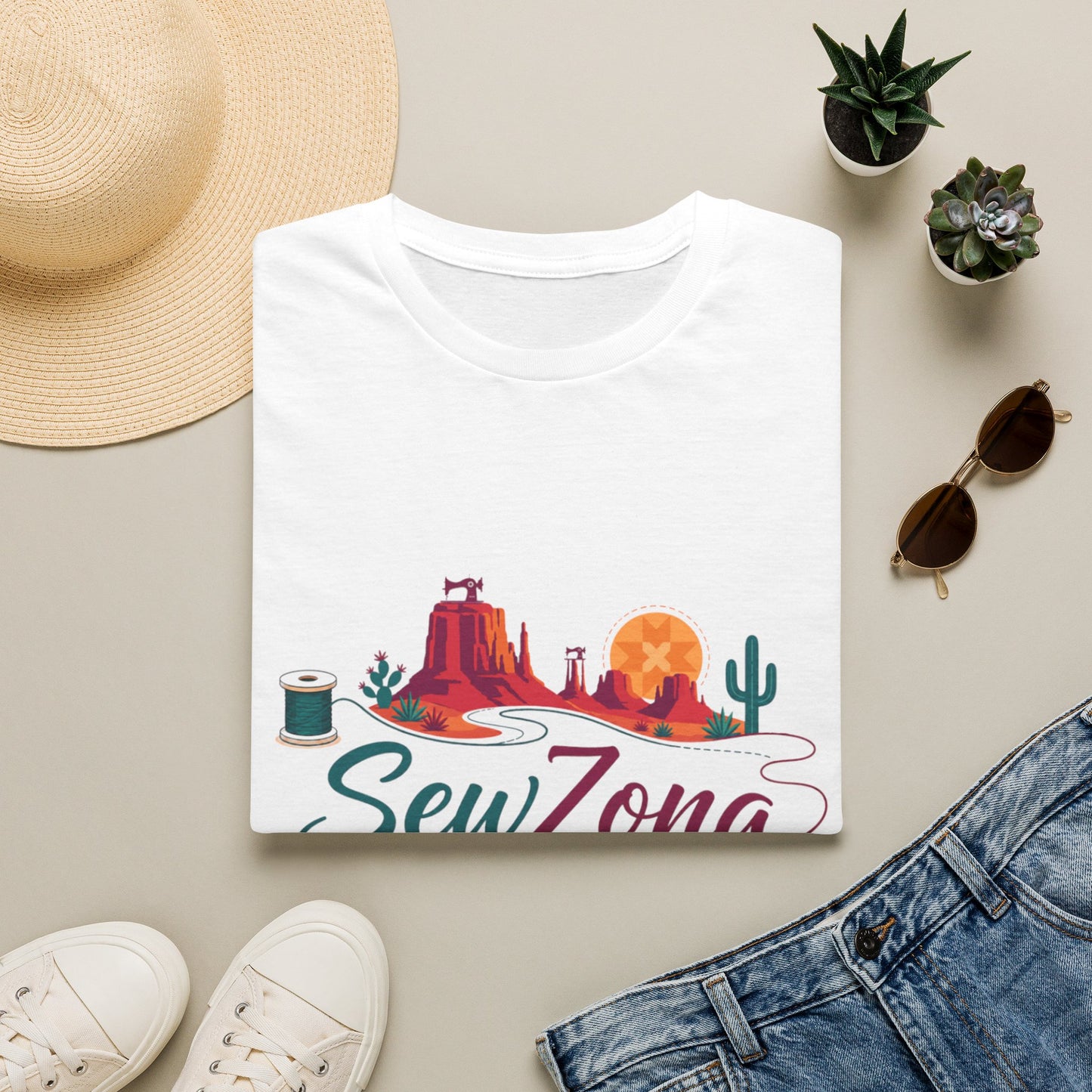 SewZona Desert Sewing T‑Shirt — Southwestern Sewing Lover Graphic Tee