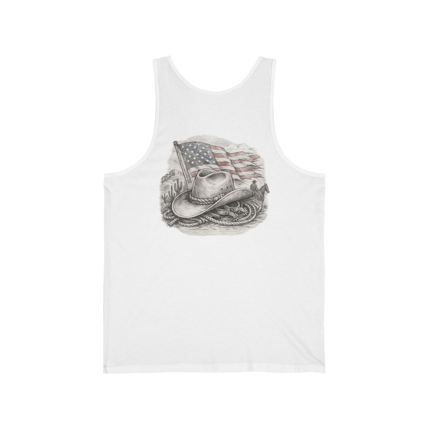 American Cowboy Tank Top — Vintage Flag & Hat Patriotic Western Tank