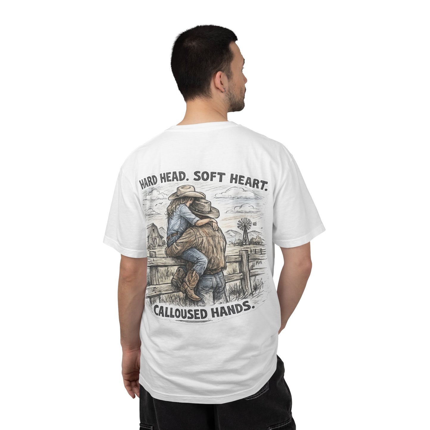 Cowboy Spouse T-Shirt — "Hard Head. Soft Heart. Calloused Hands." Rustic Western Tee