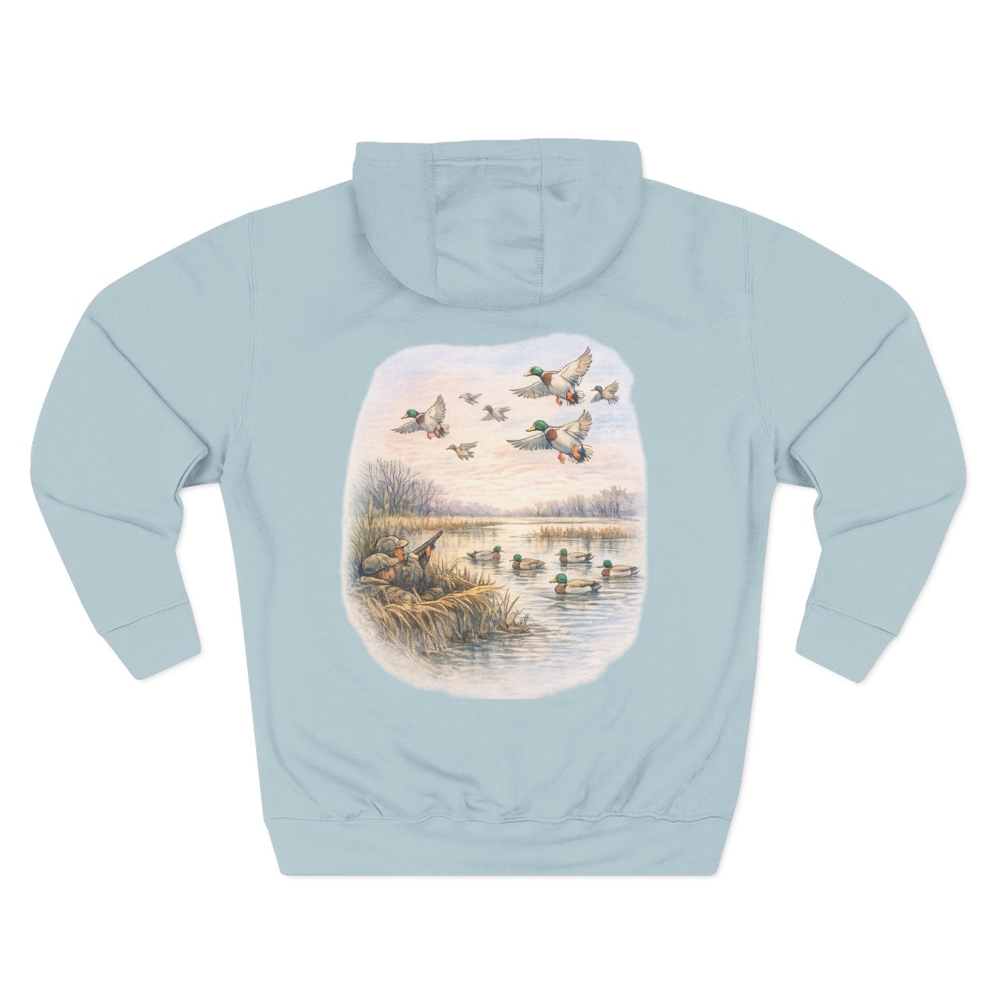 Hoodie - Vintage Waterfowl Duck Hunting Scenic Print Fleece Hoodie