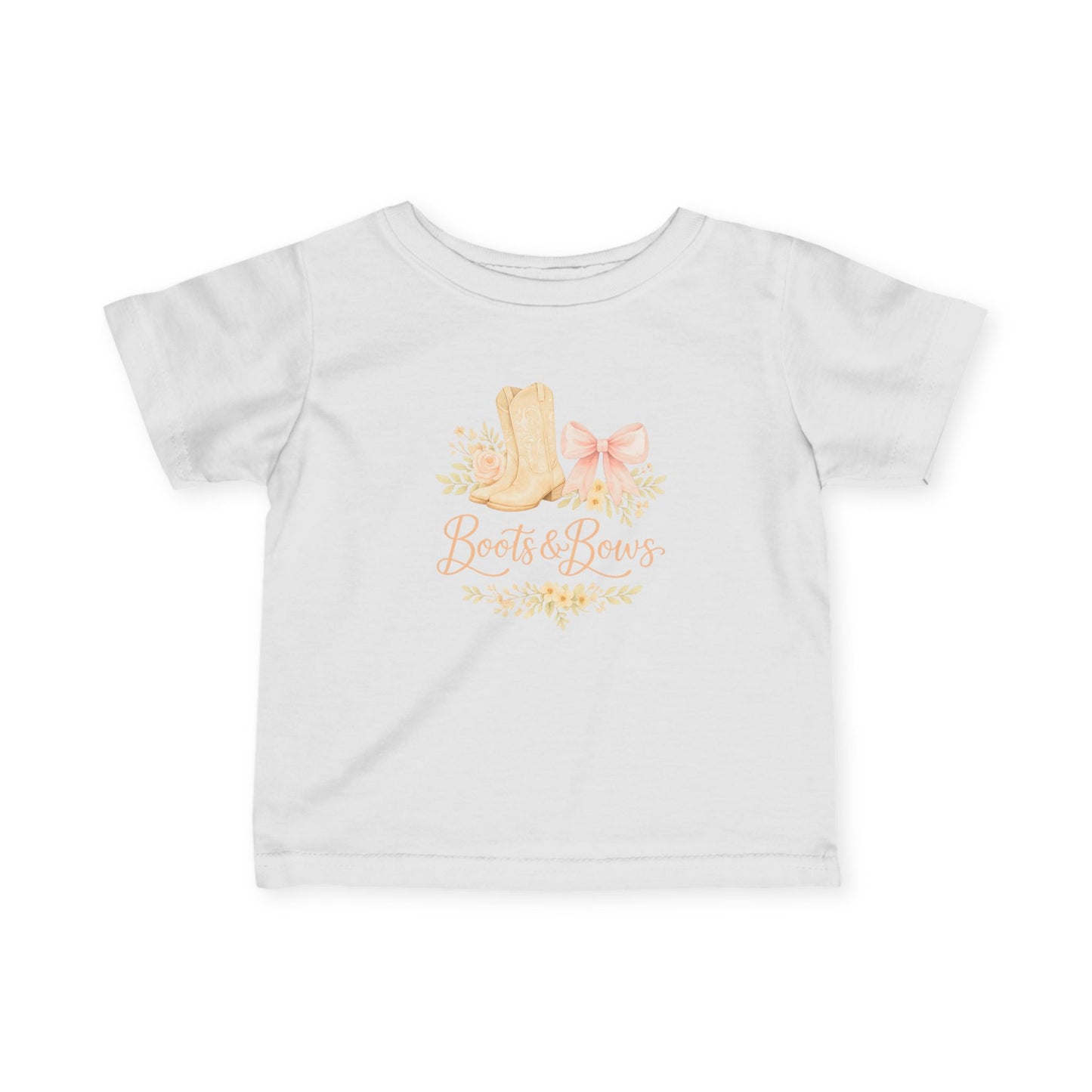 Baby Tee — “Boots & Bows” Western Baby Girl Shirt