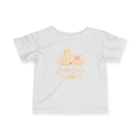 Baby Tee — “Boots & Bows” Western Baby Girl Shirt