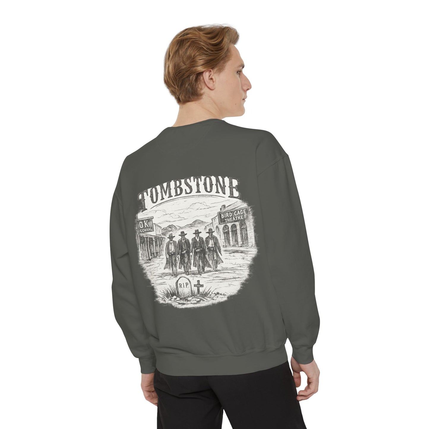 Tombstone Western Sweatshirt — Vintage Wild West Saloon Graphic