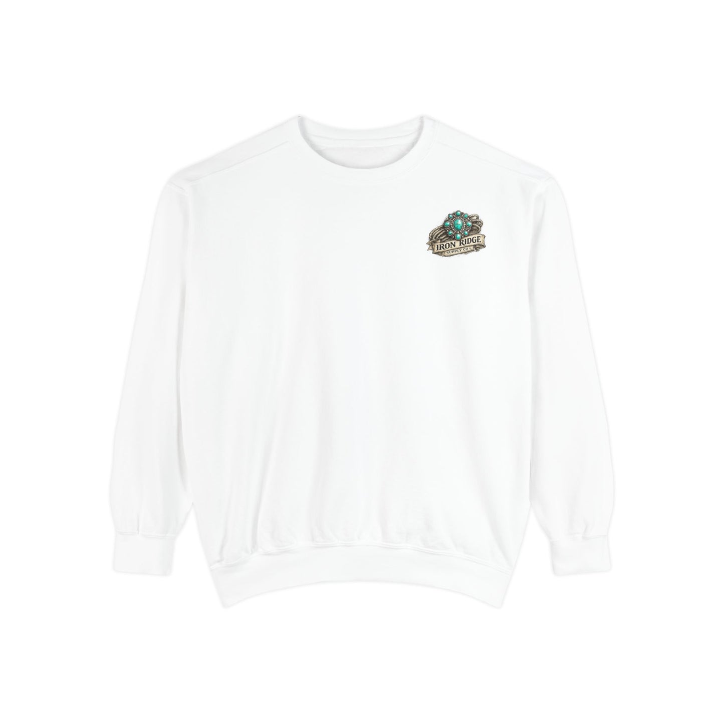 Turquoise Cowgirl Portrait Sweatshirt — Western Turquoise Necklace Graphic