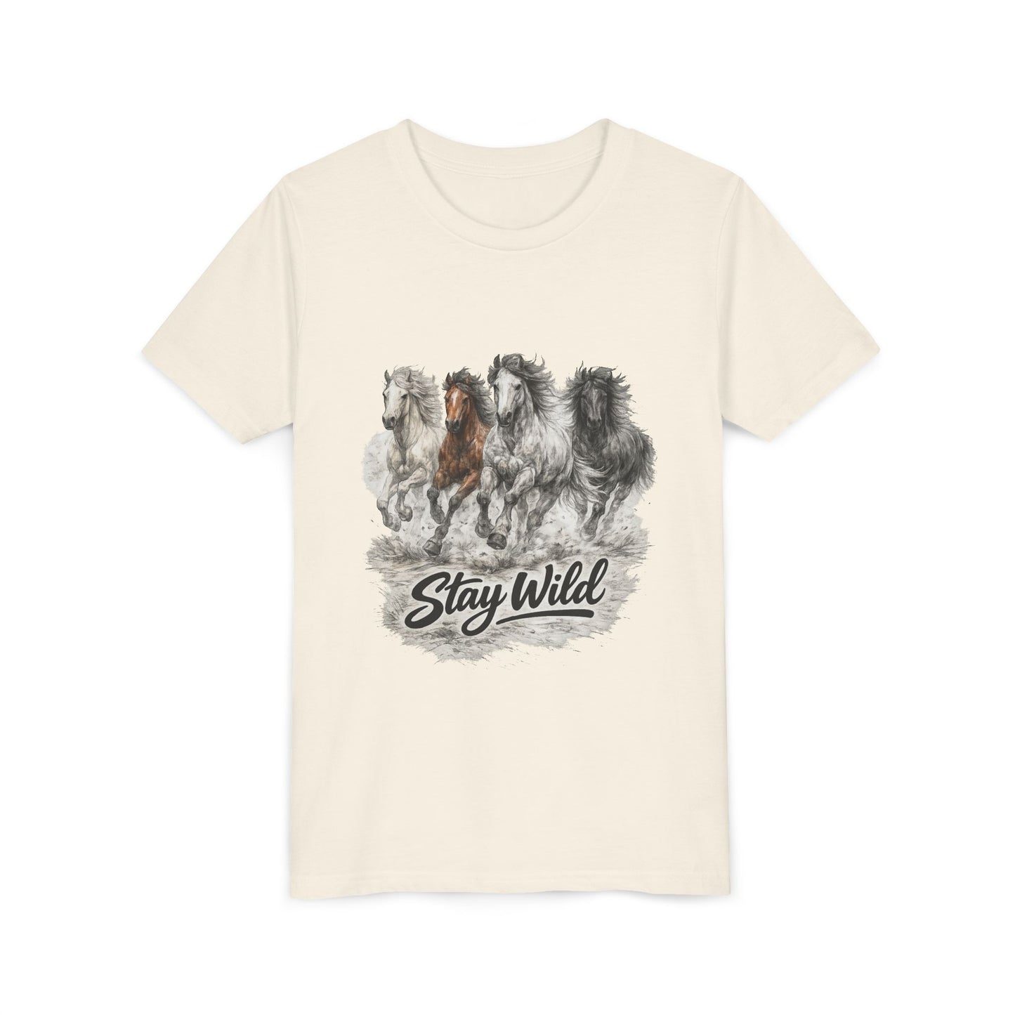 Youth Tee — 'Stay Wild' Galloping Horses Graphic Shirt