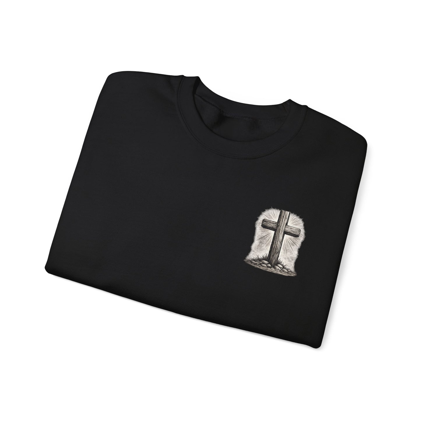 Christian Faith Sweatshirt — "Walk By Faith" Cross Crewneck (2 Corinthians 5:7)