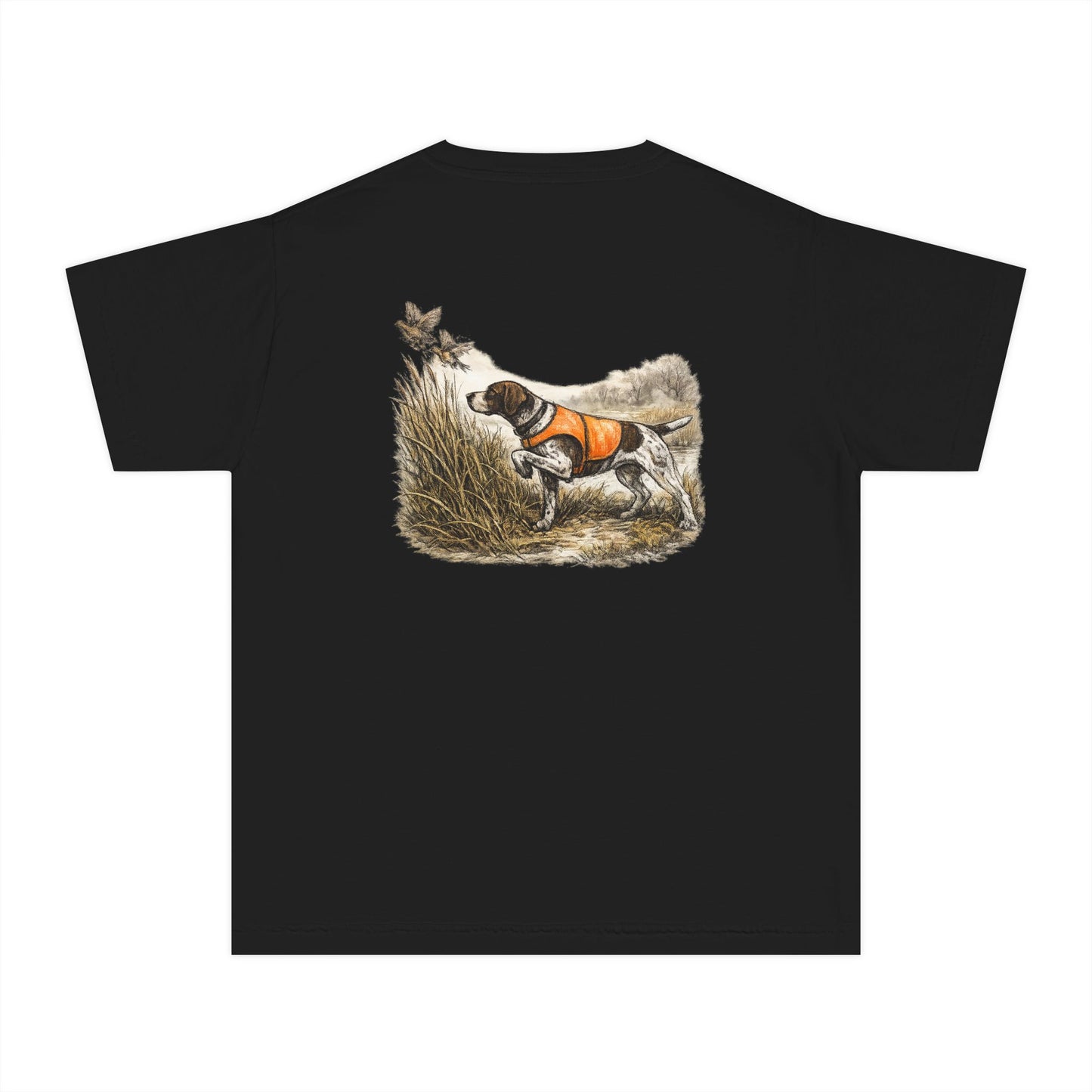 Youth Hunting Dog Tee — Pointing Puppy Graphic Youth T‑Shirt