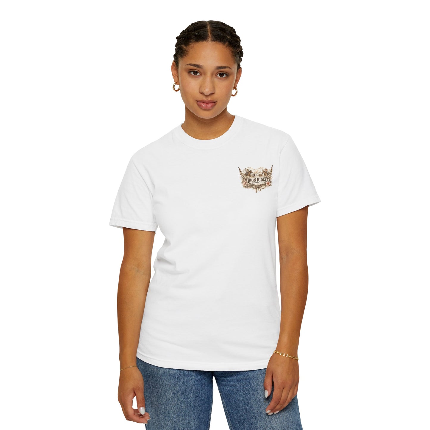 Western Steer Skull T-Shirt — Rodeo Cowboy Floral Graphic
