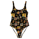 Yeehaw Vintage Cowgirl Collage One-Piece Swimsuit