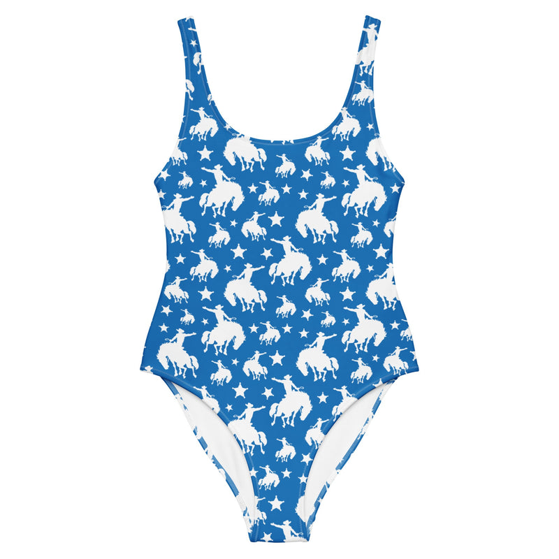 Yeehaw Blue Rodeo Cowboy One-Piece Swimsuit