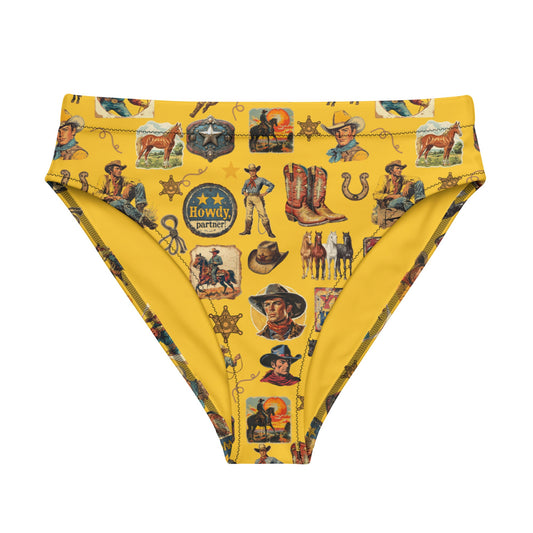 Yeehaw Vintage Cowboy Collage Mustard Bikini Bottom
