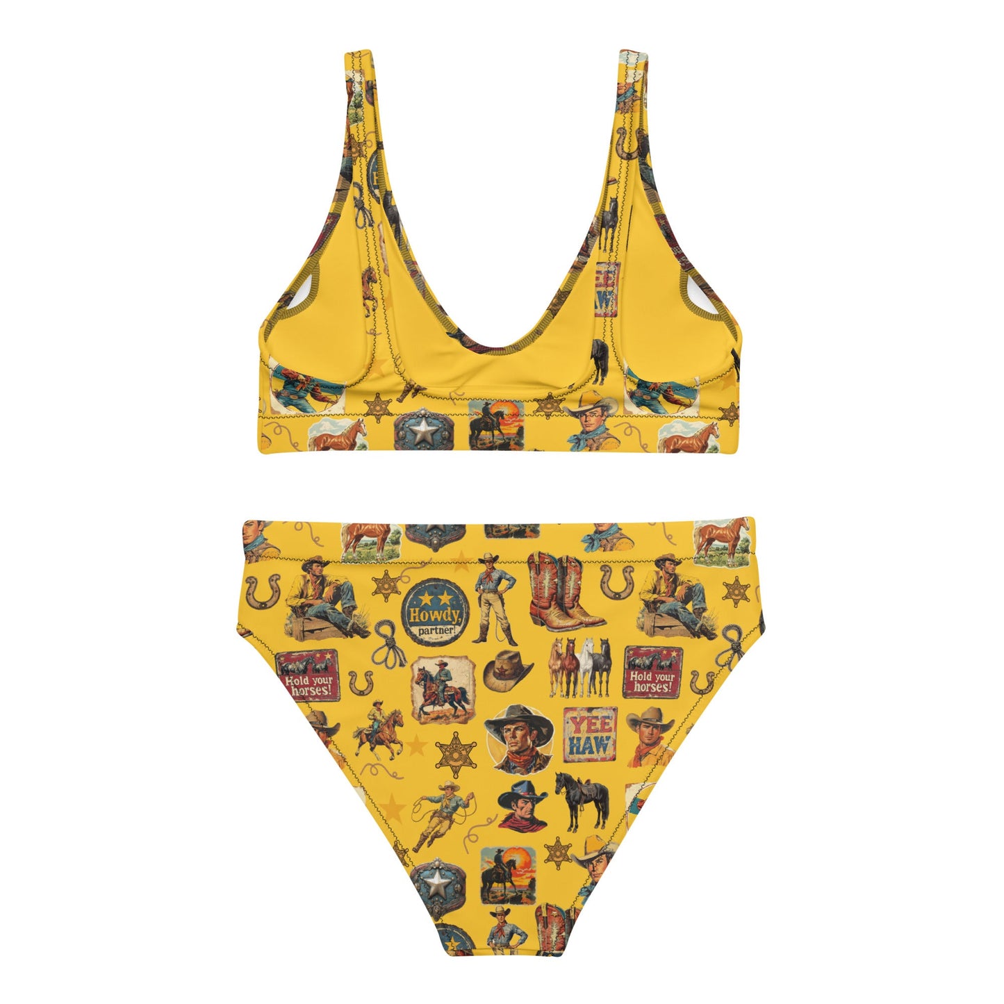 Yeehaw Vintage Cowboy Collage Mustard Bikini