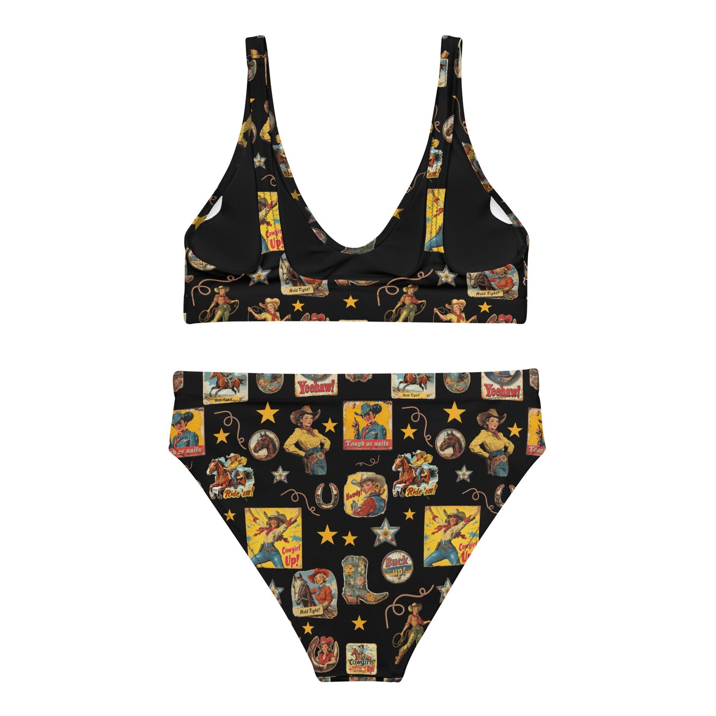 Yeehaw Vintage Cowgirl Collage Bikini