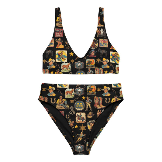 Yeehaw Vintage Cowboy Collage Bikini