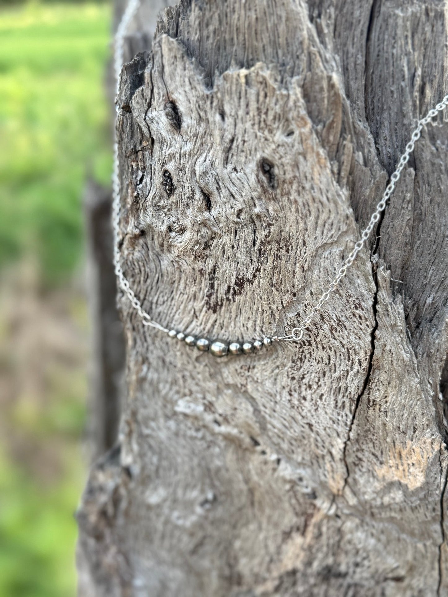 Authentic Graduated Silver Pearls Chain Necklace